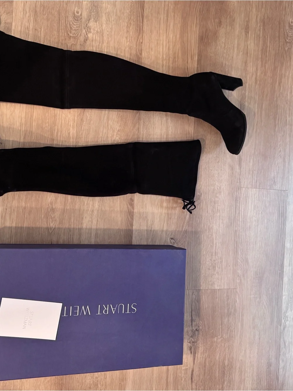 Stuart Weitzman Black Suede Over-the-Knee Heeled Highland Boots 9.5